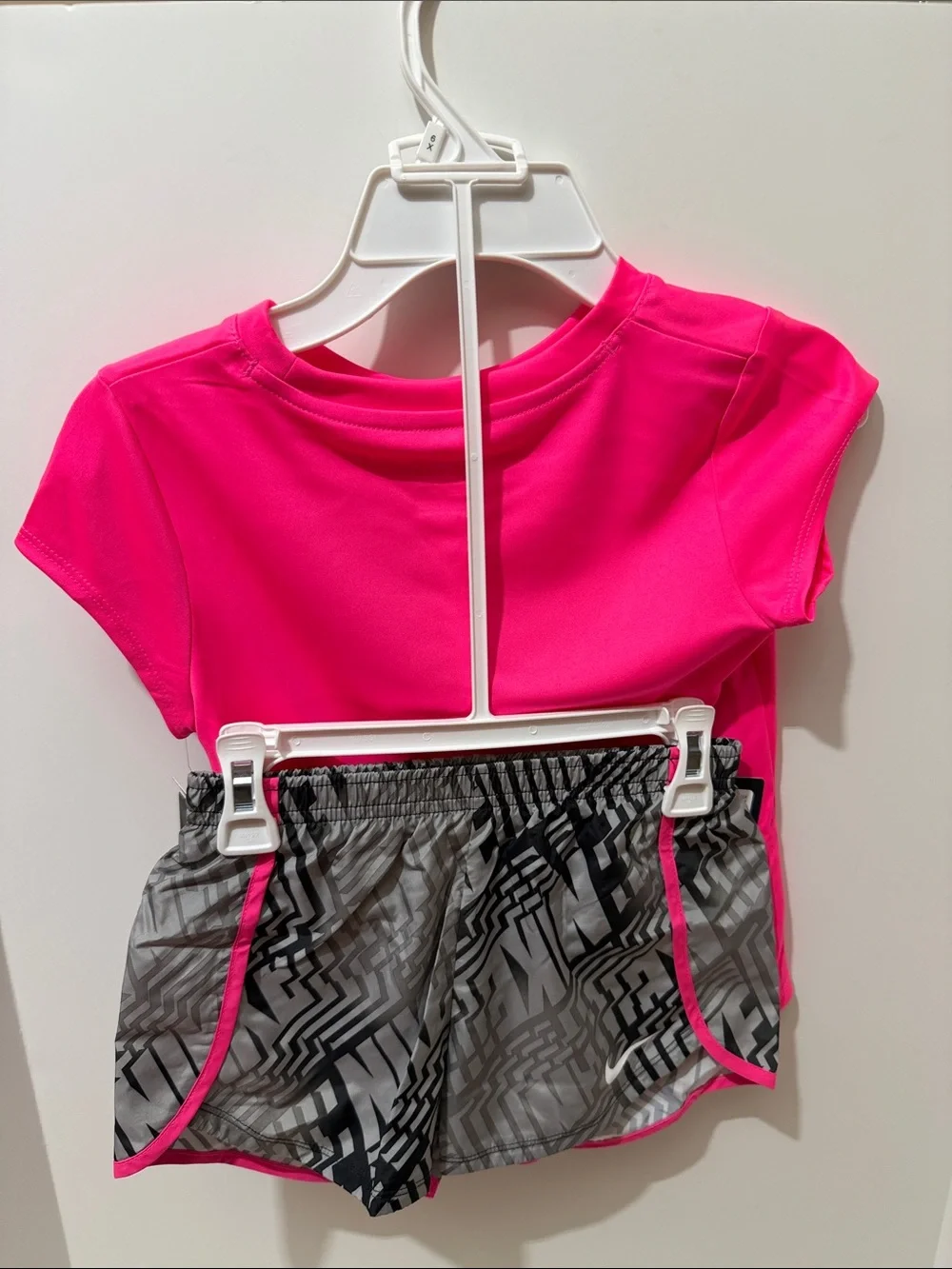 Nike kids Hot Pink Logo Tee and shorts set